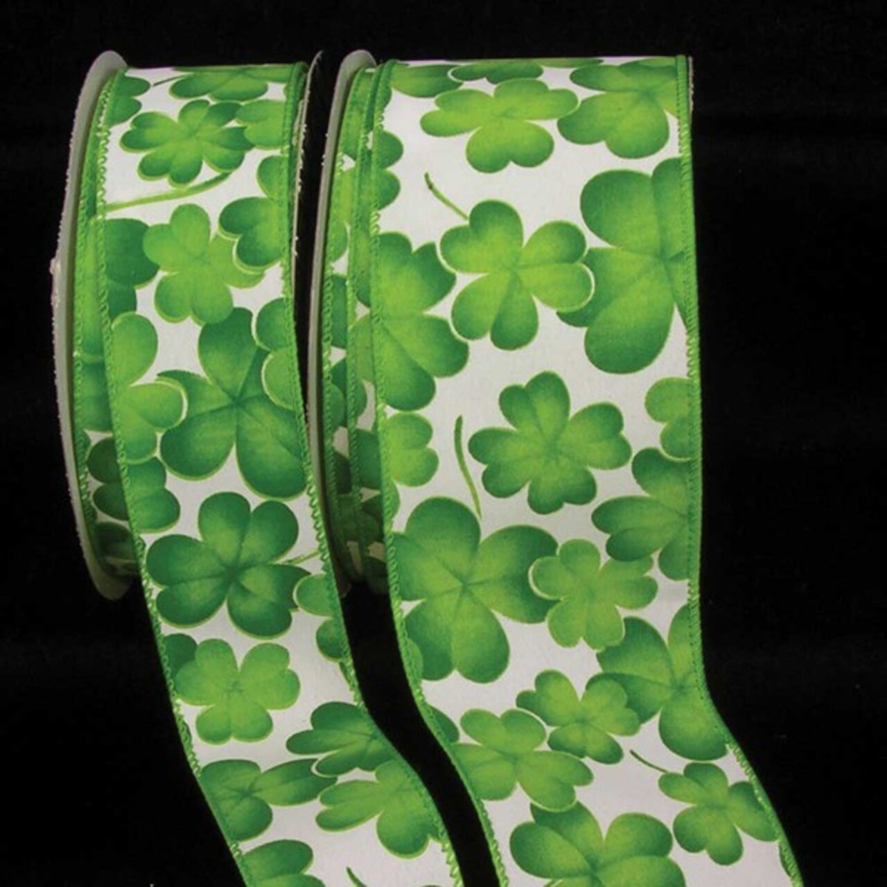 The Ribbon People Green and White Floral Wired Craft Ribbon 2.5" x 40 Yards